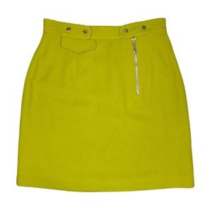 Dina Bar-El Vintage Asymmetrical Motorcycle Skirt in Chartreuse